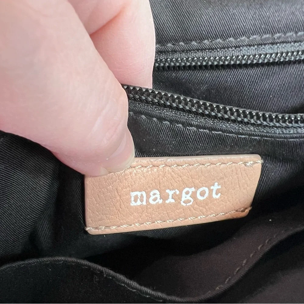 Margot tan beige neutral flap close genuine leather crossbody bag purse